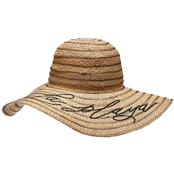 💕MICHAEL STARS💕 Raffia Embroidered A La Playa Straw Floppy Hat NWT - Picture 10 of 11